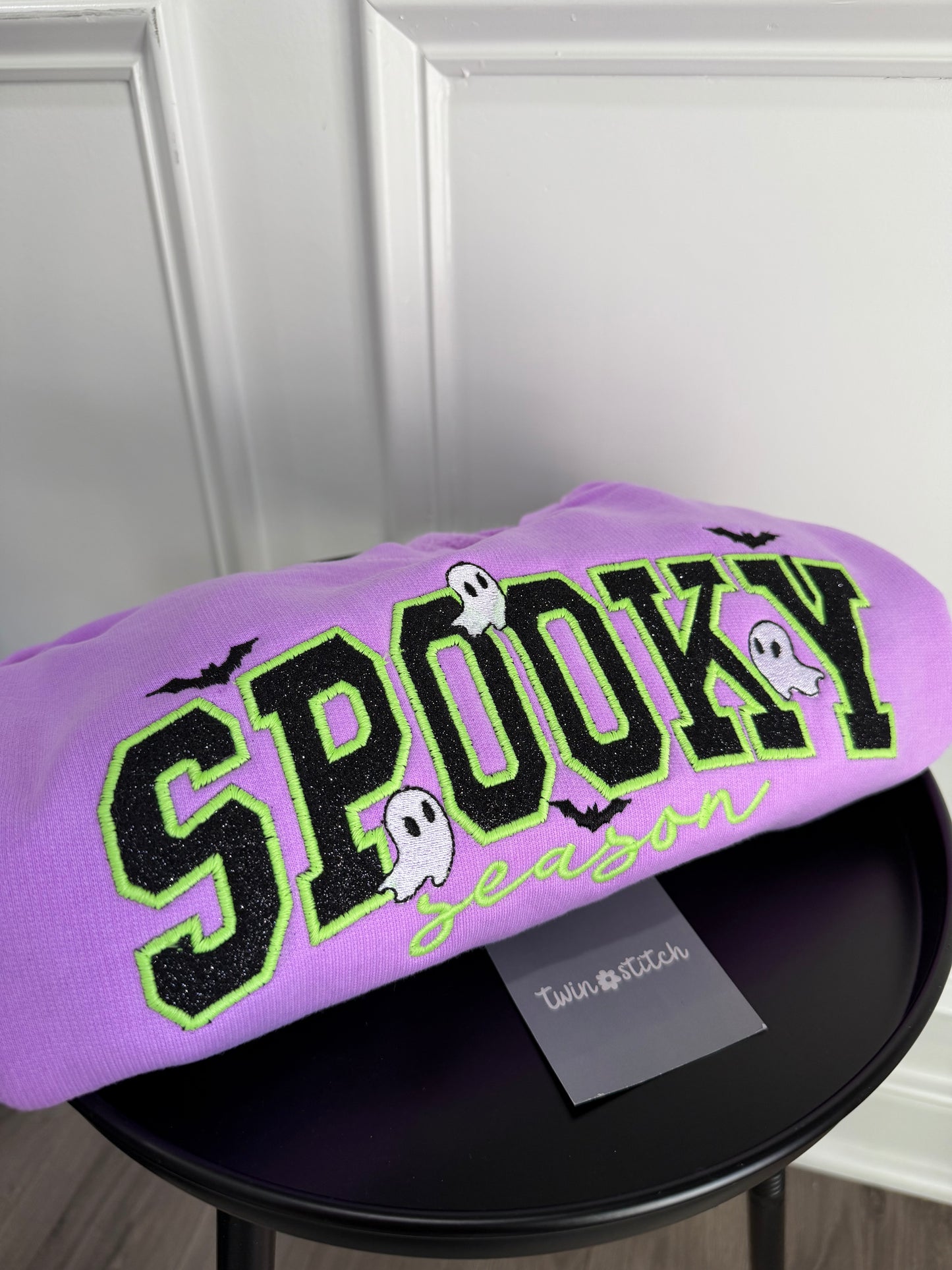 Spooky Season Glitter Comfort Colors Crewneck | Glow-in-the-Dark Halloween Sweatshirt