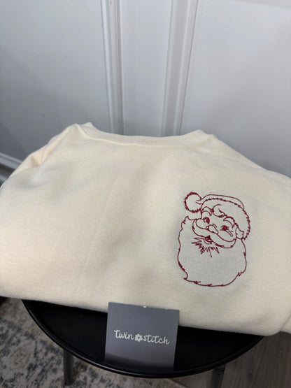 Vintage Santa Embroidered Crewneck | Retro Christmas Sweatshirt | Cozy Holiday Crewneck