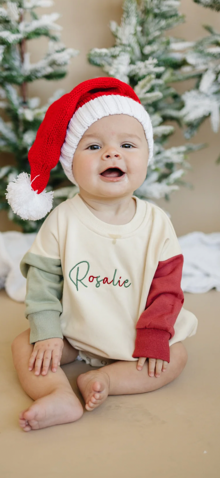 Holiday Colorblock Sweatshirt Baby Romper