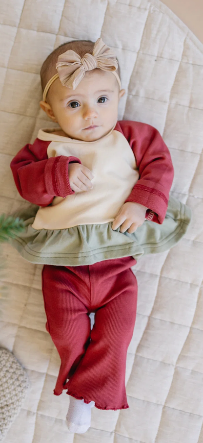 Holiday Color Block Peplum Girls Top ONLY- PREORDER