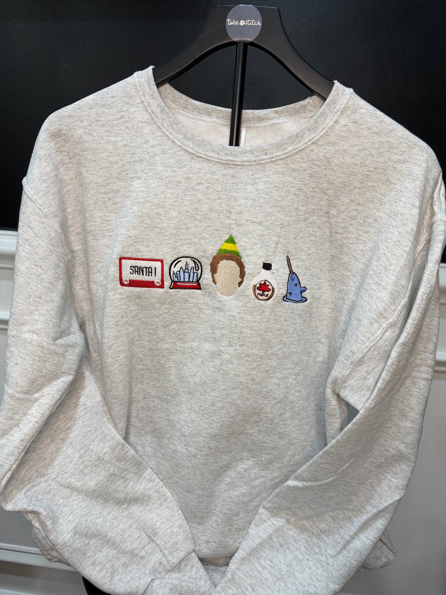 Elf-Inspired Embroidered Crewneck | Cozy Christmas Sweatshirt | Holiday Crewneck