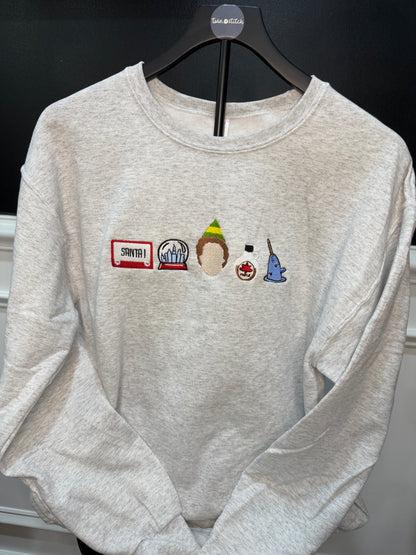 Elf-Inspired Embroidered Crewneck | Cozy Christmas Sweatshirt | Holiday Crewneck