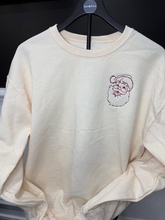 Vintage Santa Embroidered Crewneck | Retro Christmas Sweatshirt | Cozy Holiday Crewneck