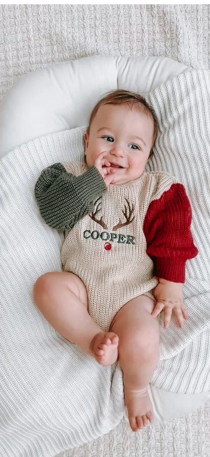 Holiday Color Block Knit Romper- PREORDER