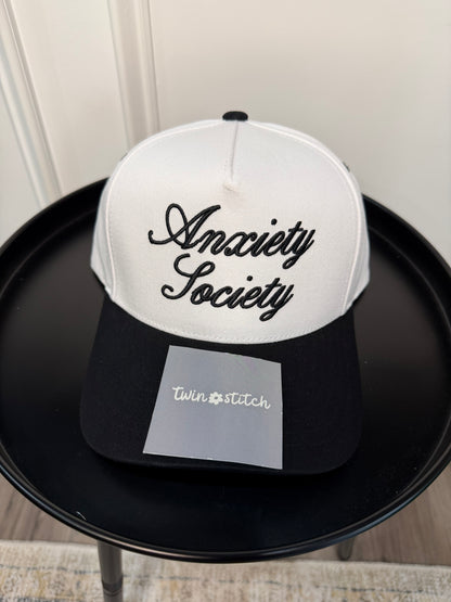 Anxiety Society Embroidered Hat | Funny Minimalist Baseball Cap