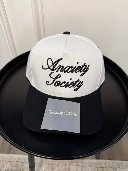 Anxiety Society Embroidered Hat | Funny Minimalist Baseball Cap