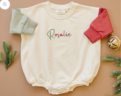 Holiday Colorblock Sweatshirt Baby Romper