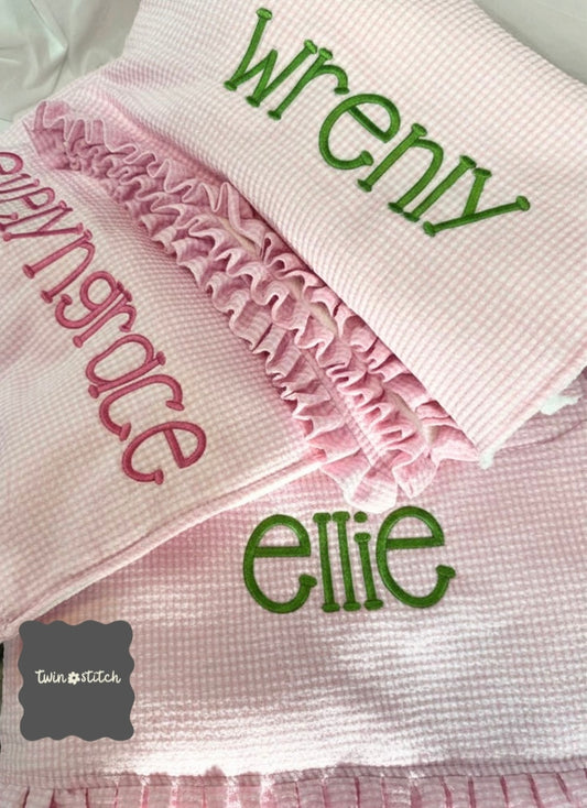 Personalized Seersucker Beach Towel