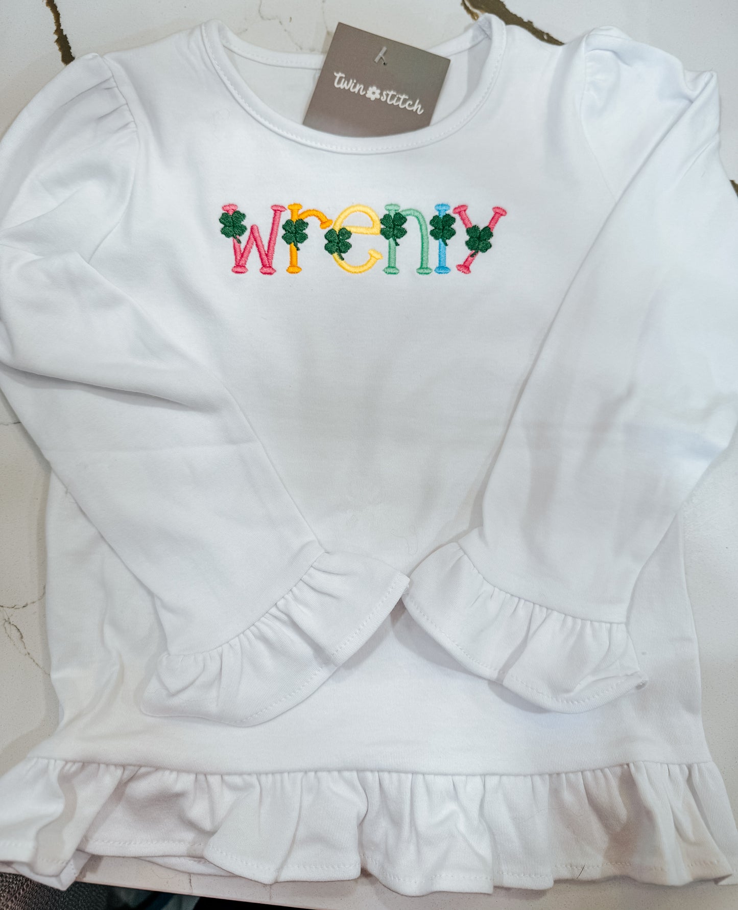 Girls Long Sleeve Ruffle Bottom Top