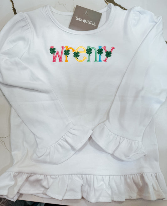 Girls Long Sleeve Ruffle Bottom Top