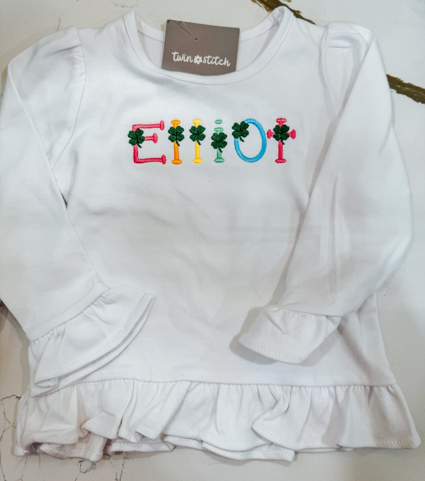 Girls Long Sleeve Ruffle Bottom Top