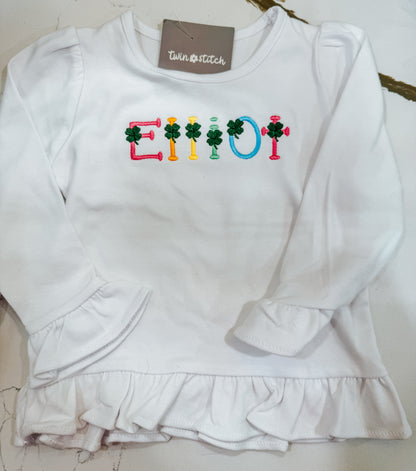 Girls Long Sleeve Ruffle Bottom Top