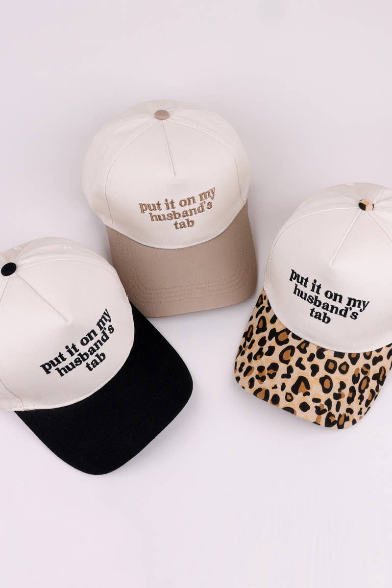 Put It On My Husband's Tab Two Tone Canvas Cap